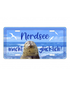  Dekoschild License Plate, Nordsee macht glücklich - 30x15 cm